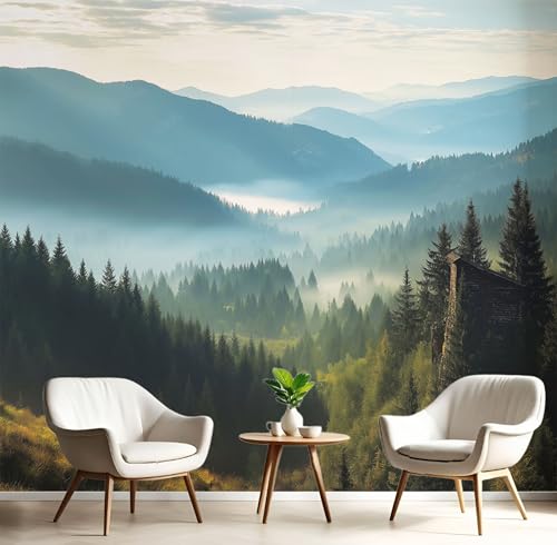 Papel Tapiz Fotográfico, Papel Tapiz Valle Bosque 3D Histórico Paisaje Mural, 150Anx105Al cm Cafe Restaurant Dormitorio Decoración para el Hoga Murales Pintado Fotomural