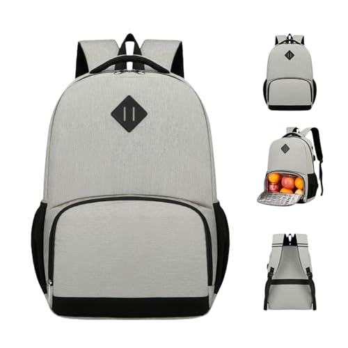 Lancheira mochila de preparação de refeições para homens, mochila de lancheira para homens e mulheres, mochila com frigorífico para o almoço, mochila de trabalho com porta USB, bolsa térmica A, Cinza,
