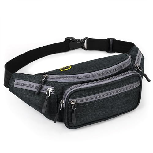 FATMUG Waist Bag Fanny Pack Chest Crossbody Shoulder Money Belt Zip Pouch for Men,Women,Boys & Girls - Stylish Handy Daily Use Bum Bag for Travel, Running, Jogging, Cycling, Hiking, Outdoor- Dark Grey