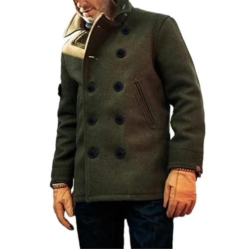 Manteau hiver homme en laine outwear manches longues à boutons veste longue automne