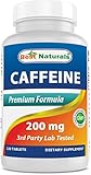 Best Naturals Caffeine Pills 200mg, 120 Count