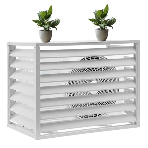 Klimaanlagen Zaun, 110x60x80cm Aluminium Sichtschutz für Außengeräte, Abdeckung für Klimaanlage mit Lüftungsschlitzen, Schutzgitter für Splitgeräte gegen Lärm (Weiß) Klimaanlagen Zaun, 110x60x80cm Aluminium Sichtschutz für Außengeräte, Abdeckung für Klimaanlage mit Lüftungsschlitzen, Schutzgitter für Splitgeräte gegen Lärm (Weiß)