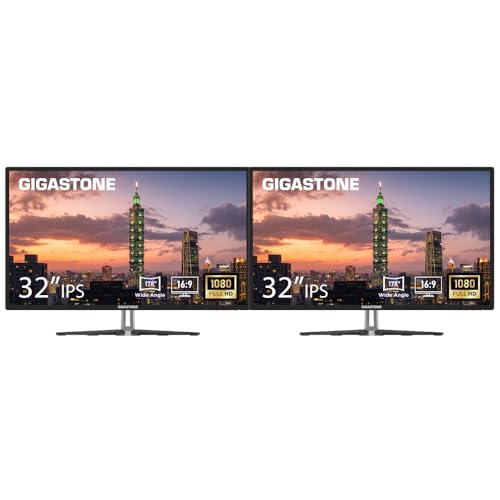 Image of Gigastone 32 inch IPS LED Back Light Monitor 2-Pack 75Hz FHD 1920 x 1080, 178 Wide View Frameless Computer Monitor 5ms, Eye Care Technology, Ergonomic Tilt VESA Mount, HDMI VGA