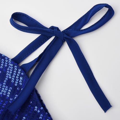 JerrisApparel Girls' Sparkling Sequin One-Shoulder Party Dress Flower Girl Wedding Gown with Flowing Chiffon Overlay4