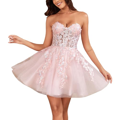 WIOJEIGO Tulle Homecoming Dresses for Women Short 2025 Sweetheart with Lace Appliques Prom Party Dress