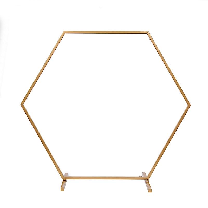 24 in Gold Hexagon Metal Flower Frame Geometric Table Arch Center...