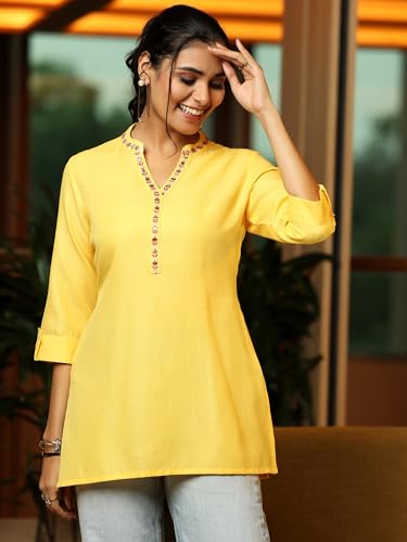 Image of Libas Womens Solid Viscose Straight Kurti for Women Suit