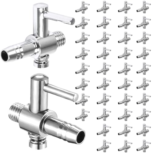 Ailunate レバーバルブ 一方コック エアチューブ用 ステンレス 4mm エアー調整 エア調整 分岐コック 水槽 アクアリウム (40個)