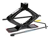 LEADBRAND Black Steel Scissor Jack, 1.5 tons (3,000lbs) Capacity, Oversize Base with Crank Handle