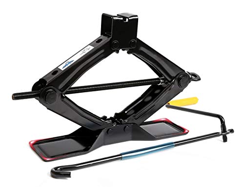 Lead Brand Black Steel Scissor Jack, 1.5 tons (3,000lbs) Capacity, Oversize Base with Crank Handle