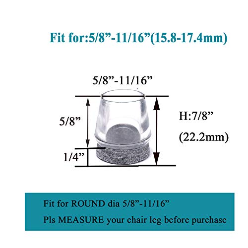Furnigear Chair Leg Floor Protectors, Felt Furniture Pads Silicone Chair Leg Caps Round Hardware Floor Protectors (5/8”, 20 Pack) - Thumbnail 6