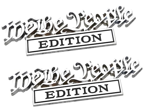 Image of Pair Set WE The People Edition Raised Letters Emblem 3D Badge Sticker Decal Replacement for Vehicle, Truck, SUV, Door Decoration (Silver Black)