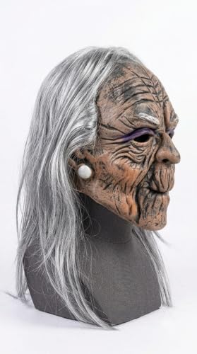 Generic Old Man Witch Mask with Grey Hair - Image 7