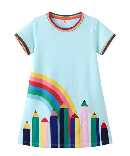 Girls Dresses Girls Short Sleeve Dresses Summer Casual Cotton Dresses Basic Playwear Sun Dresses Kid Dresses-526