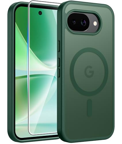 Image of FNTCASE for Google Pixel 10a Case: [Compatible with Magsafe] Translucent Matte Cases with [Screen Protector] Military Grade Shockproof Protective Magnetic Phone Cover for Pixel 10A - Green