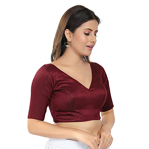 Image of Vamas Women's Silk Padded Self Design Half Sleeve Readymade Saree Blouse (VFJ-140)