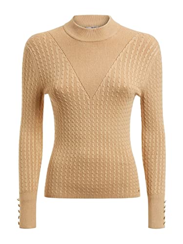 Guess Damen Crew Neck Sweater, Foamy Taupe, M EU