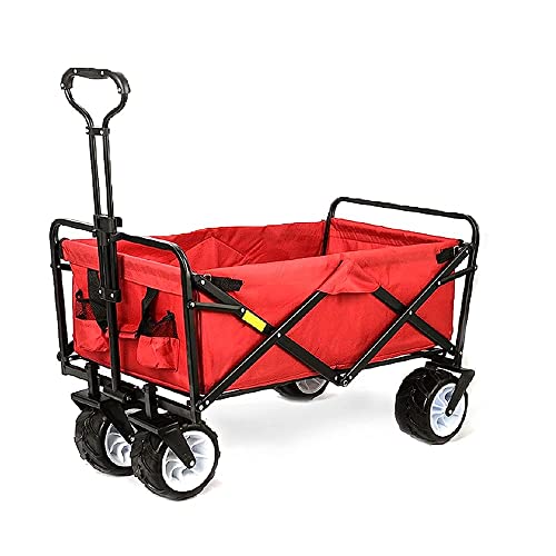 KOHARA Bollerwagen, zusammenklappbarer Campingwagen mit 4-rädrigen zusammenklappbaren Festivalwagen, tragbarer Gartenwagen, geeignet für Haus, Garten, Outdoor, 70 kg Kapazität/7 Zoll in Schwarz