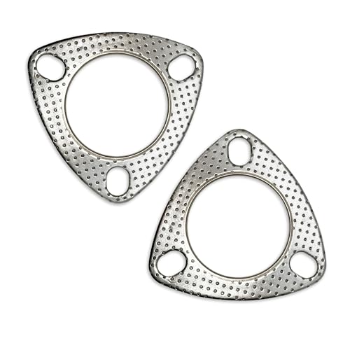 Image of 2.25 Inch Exhaust Gasket 3-Bolt 57mm Flange High Temperature Graphite w /Fire Ring Replacement 2 Pcs