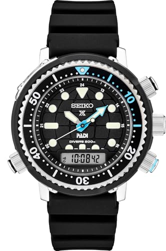 SEIKO SNJ035 Solar Analog-Digital Dive Watch for Men - Prospex Collection - Special Edition, LumiBrite Display, Alarm - 200M Water Resistant