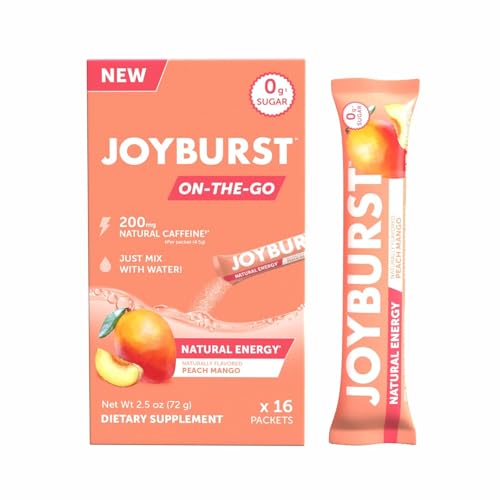 Joyburst Energy Drink Mix, Peach Mango, 16 x 4g Energy Sticks