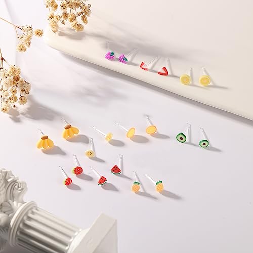 AoedeJ 10 Pairs Fruit Stud Earrings - Plastic Post Hypoallergenic Earrings4