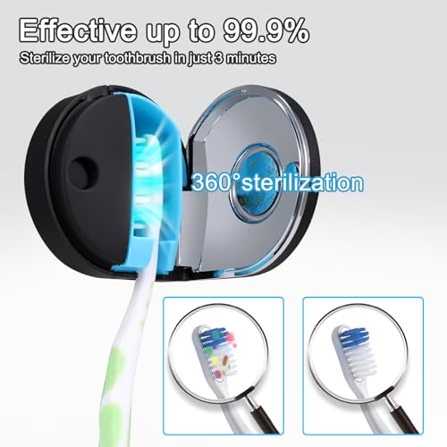 taishan uv sanitizer toothbrush caserechargeable portable mini holder with mirrorfits all toothbrushes for electric and manualsafety feature home travel