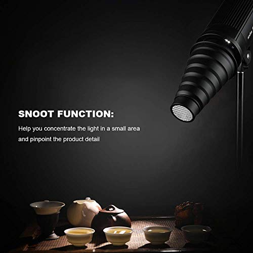 Image of Aluminium Alloy Conical Snoot Kit with Honeycomb Grid & 5 Color Filters for Bowens Mount Strobe Monolight, Studio Flash Light Beam Shaper for Portrait & Product Photography