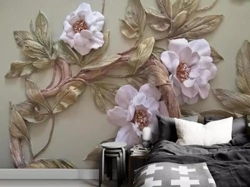 Papier peint fleurs 3d intissé pour masquer les défauts du mur - 5