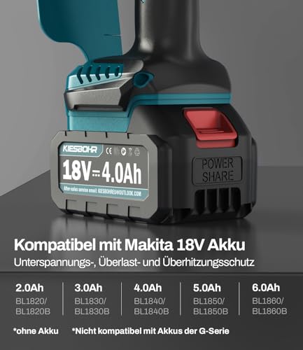 KIESBOHR 15cm Akku Astsäge CSE002, Kompatibel mit Makita 18V Akku, bürstenlose Mini Akku Kettensäge, Automatische Kettenschmierung (ohne Akku)