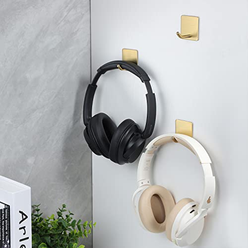 Yigii Adhesive Towel Hooks/Bathroom Hook, Gold Self Adhesive Hooks Heavy Duty Coat Hooks 4-Packs, Non-Punching For Hanging Robes Clothes Hats Stick On Kitchen Bedroom Wall Door, Stainless Steel #TOP3