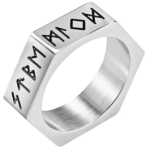Bague viking homme en acier pour vos looks punk et motard de caractère