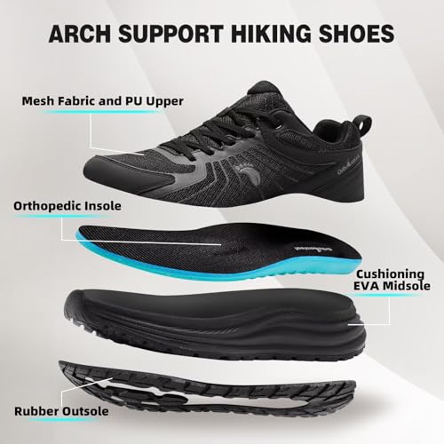 Image of OrthoComfoot Men's Orthopedic Waterproof Trail Running Shoes - Arch Support for Plantar Fasciitis, Orthotic Comfort, Flat Feet, Hiking Sport Gym Sneakers, Foot & Heel Pain Relief