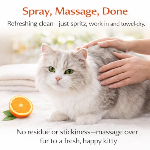 Image of Warren London Cat Dry Shampoo Spray - 8 oz No-Rinse Waterless Cleaner with Neem & Coconut | Mild Citrus Odor Control, Dander & Itch Relief | Quick On-The-Go Grooming | Soap-Free, Made in USA