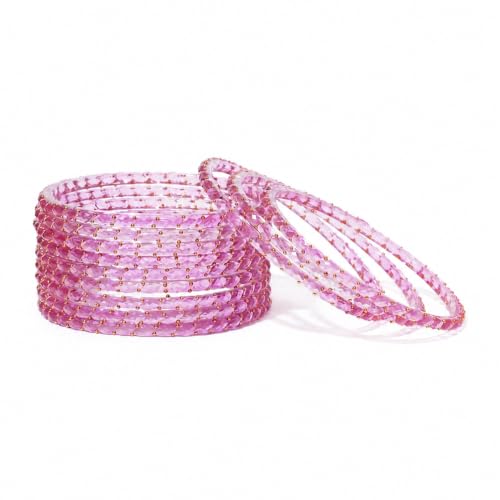 Image of Raindrop Crystal Glass Bangles, Pack of 12