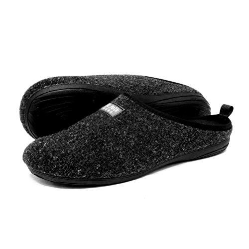 St.Polk® Zapatillas casa Mujer/Hombre Slippers Pantuflas de Estar por casa Fabricadas en España Original Unisex Invierno/Verano máxima Comodidad Suela Caucho Plantilla Extraible (43 EU, Negro/Negro)