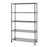 ドウシシャ メタルラック本体 ラック(幅110cm-5段) 幅111×奥行41×高さ178.5cm ルミナス ノワール スチールラック 5段 NO1118-5
