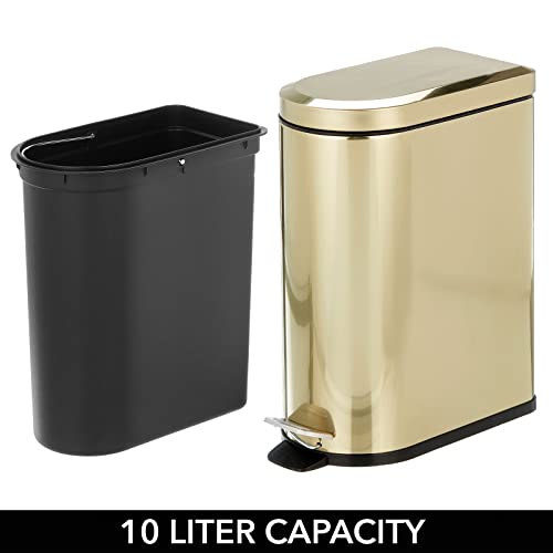 Bote de basura pequeño de acero inoxidable 10 litros con pedal Soft Brass miniatura 5