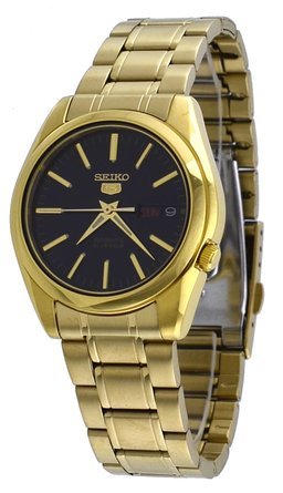 �Z�C�R�[ Seiko 5 #SNKL50 Men's Gold Tone Stainless Steel Black Dial Automatic Watch �j�� �����Y �r���v �y���s�A���i�z