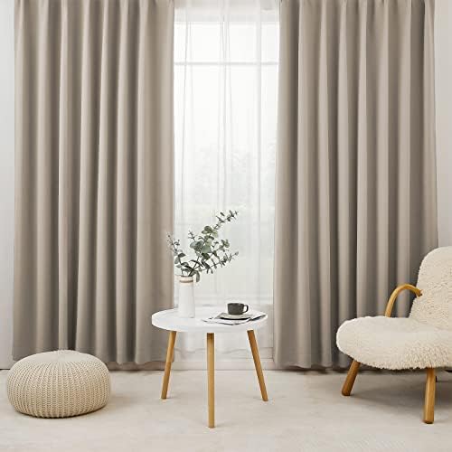 （23:30時点） Hansleep カーテン 遮光カーテン 4枚セット 1級遮光 カーキ 幅100cm丈190cm 断熱 防寒 防音 省エネ 無地 洗える 寝室 リビング用 (ドレープカーテン2枚・レースカーテン2枚)