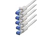 Produktbild BIGtec - 5 Stück - 0,15m CAT.7 Gigabit Patchkabel Netzwerkkabel weiß Kupferkabel Patch Ethernt LAN DSL Kabel CAT7 (RJ45, Cat 7, S/FTP PIMF) 15cm