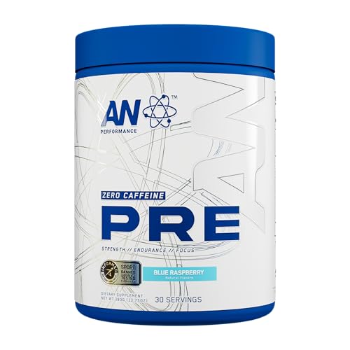 AN Performance Non-Stimulant Pre-Workout Supplement - Zero Caffeine Energy Drink Mix - Beta Alanine + Citrulline - Third-Party Tested - Informed Sport Certified - Blue Razz - 30 Servings