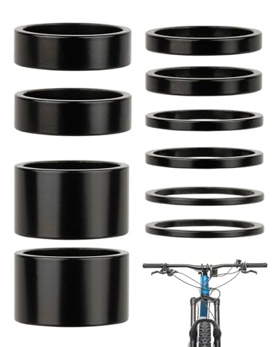 CULEB 10 Pezzi 28.6 mm Distanziali per Attacco Manubrio Bicycle Ahead,2/3/5/10/20 mm Distanziale per Attacco Manubrio in Alluminio per Bici,per Bici da Strada e Mountain Bike,Nero