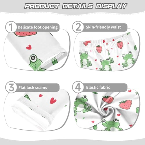 ALAZA Girls' Leggings Children's Yoga Pants Skinny Printed Dance Frog Strawberry White Comfortable 4T2