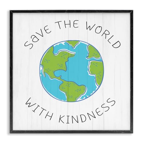 Planet Earth Kindness Kids Affirmation, 17 x 17 Inch Framed Giclée Print