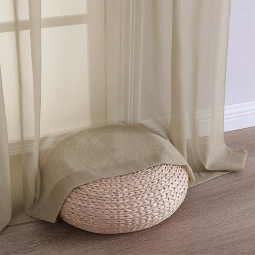 Image of OVZME Taupe Bedroom Curtains 2 Panel Sets 96 Inch Length, 59 Inch Extra Wide Light Filtering Voile Drapes Light Airy Window Drapes for Patio Door Living Room Bedroom Dining, 59Wx96L Inches