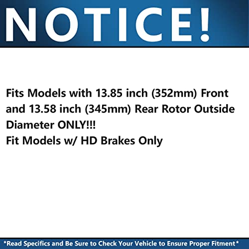 Image of Detroit Axle - Brake Kit for Ford Flex Explorer Taurus Police Interceptor Sedan /Utility Lincoln MKT MKS Drilled Disc Rotors Ceramic Brakes Pads Replacement 13.86'' Front & 13.58'' inch Rear Rotors