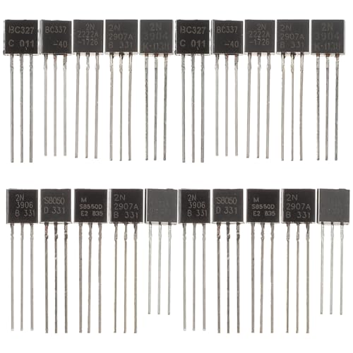TOKIDNY 200pcs Transistors Kit with 10 Types Including S9012 and Mje13001 Transistors, Silicon and Germanium Tubes, Fast Switching, High Dielectric Strength, Plastic Storage Case for DIY