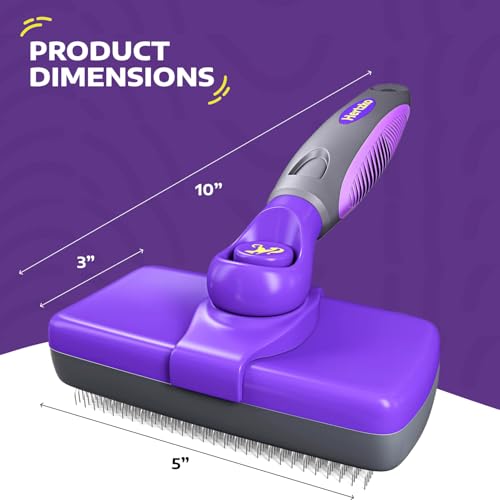 Hertzko-Self-Cleaning-Slicker-Brush-for-Dogs-and-Cats-Pet-Hair-Brush-for-Shedding-Long-and-Short-Hair-Grooming-Brush-with-Easy-Clean-Retractable-Bristles-Cat-and-Dog-Grooming-Tool-Purple Hertzko Self Cleaning Slicker Brush for Dogs and Cats Pet Hair Brush for Shedding Long and Short Hair Grooming Brush with Easy Clean Retractable Bristles Cat and Dog Grooming Tool Purple