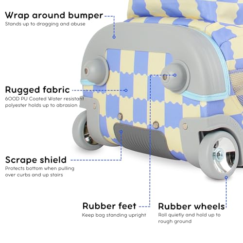 Image of J World Sundance Laptop Rolling Backpack for Girls Boys. Roller Bookbag with Wheels, 20 Inch, Wiggle Blue